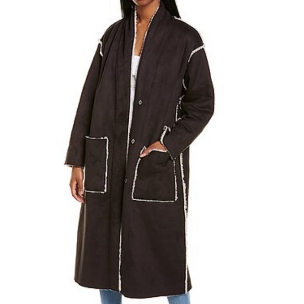 Johnny Was Black Trench Coat with White Accents